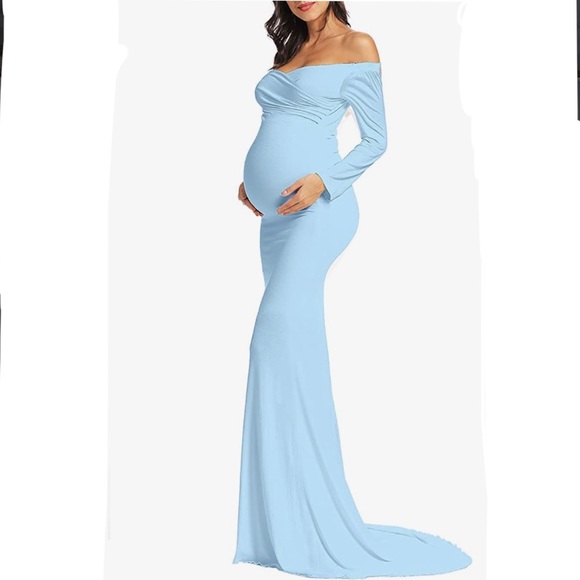 Banetteta Dresses & Skirts - Baby Blue Banetteta off Shoulder Mermaid Maternity Dress Size Small